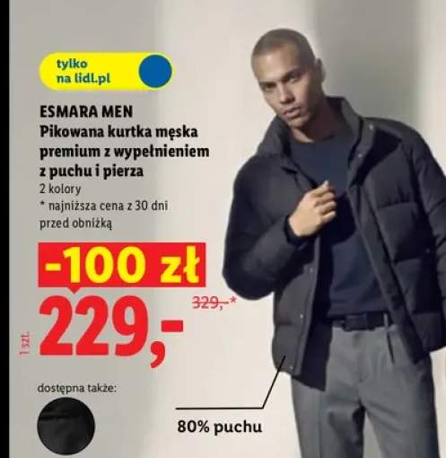 Pikowana kurtka męska premium z wypełnieniem z puchu i pierza