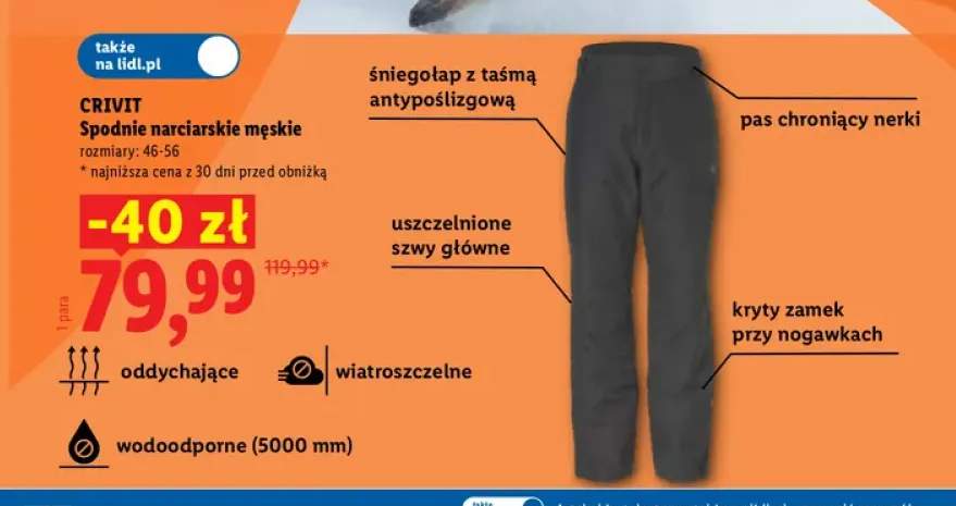 Spodnie narciarskie męskie Crivit