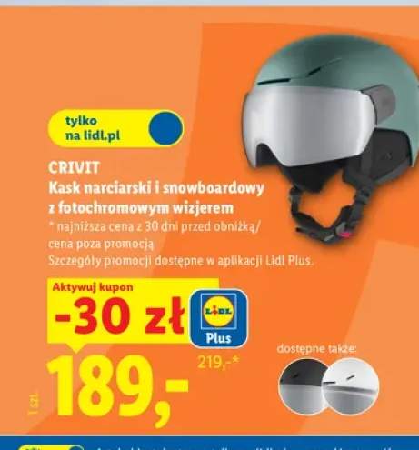 Kask narciarski i snowboardowy z fotochromowym wizjerem Crivit