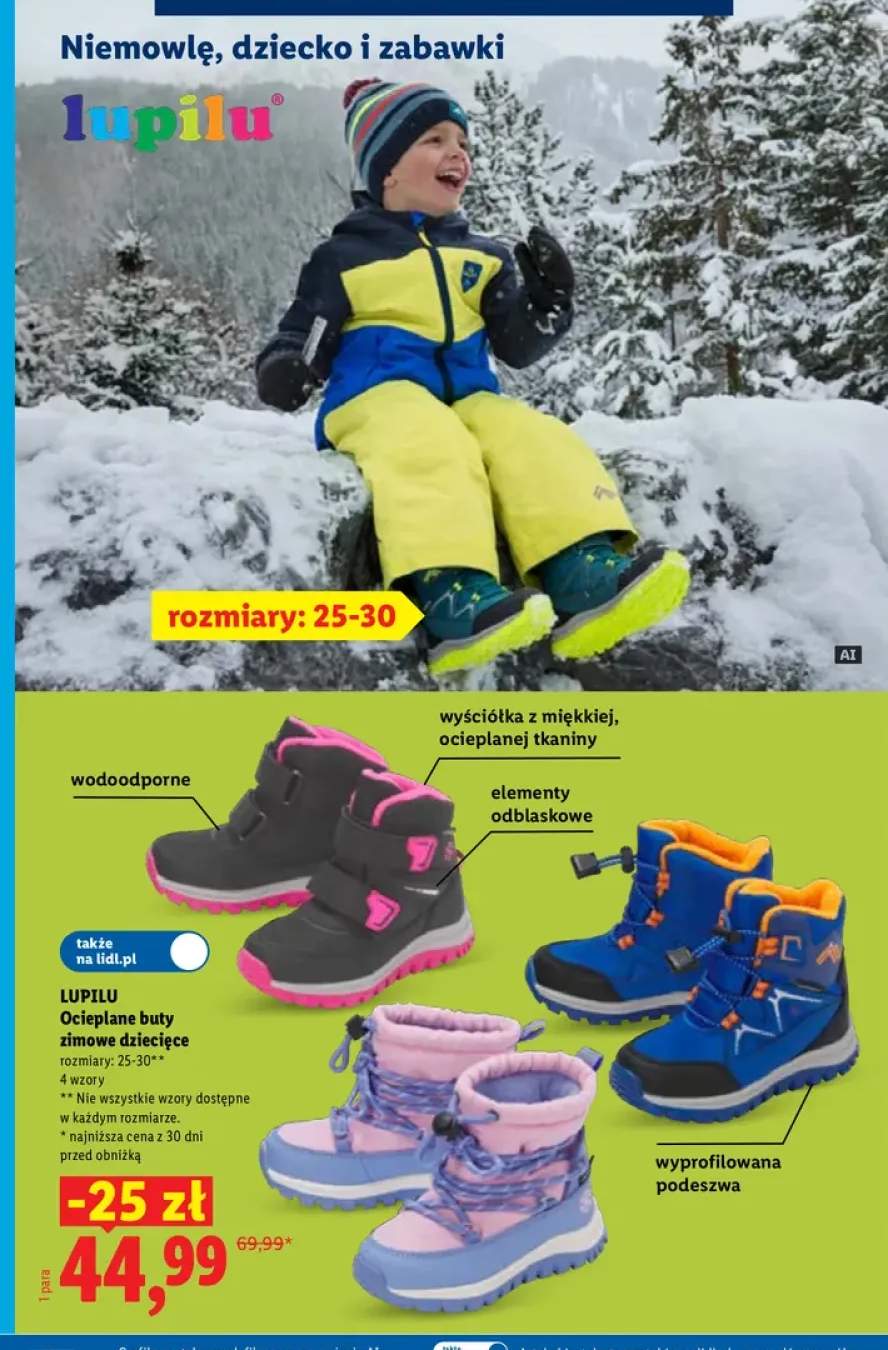 Ocieplane buty zimowe dziecięce Lupilu
