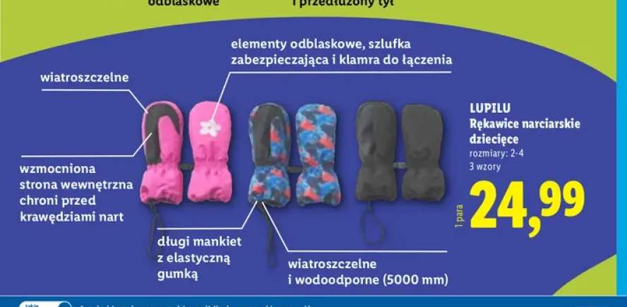 Rękawice narciarskie dziecięce Lupilu