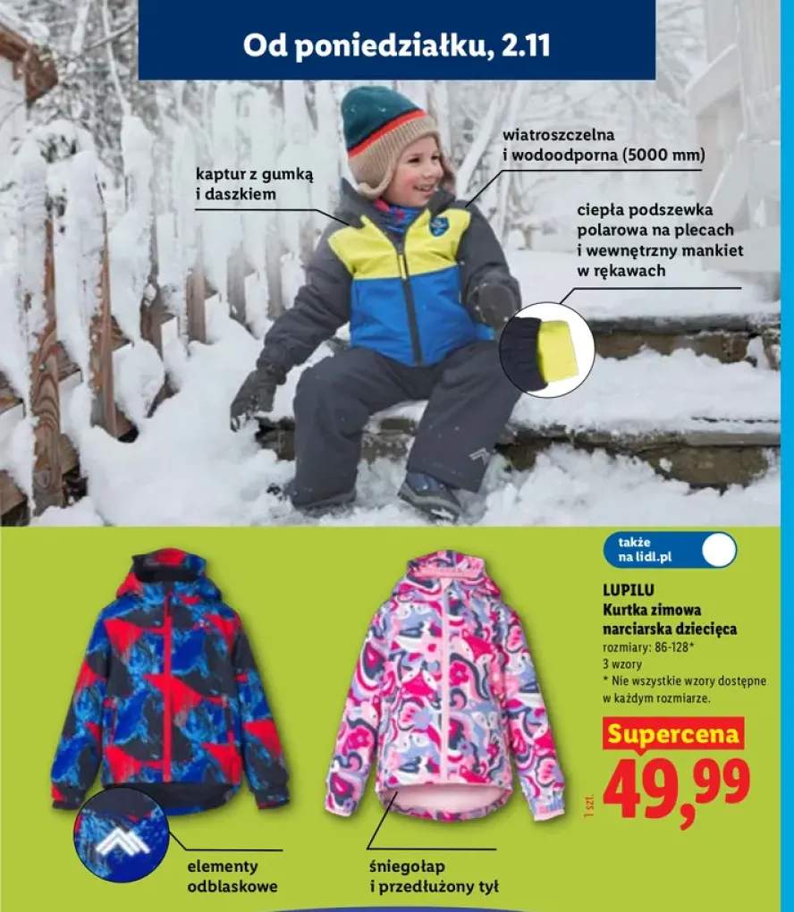 Kurtka zimowa narciarska dziecięca Lupilu