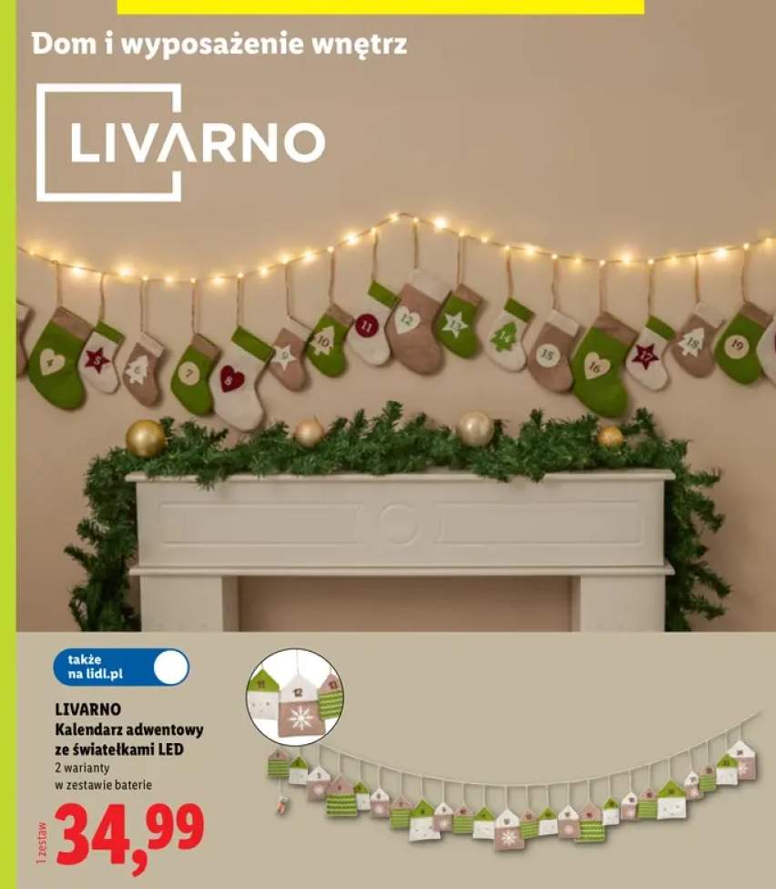 Kalendarz adwentowy ze światełkami LED Livarno