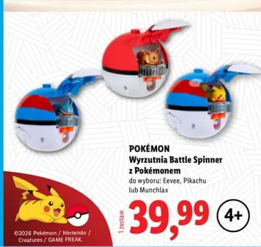 Wyrzutnia Battle Spinner z Pokémonem Eevee Pokémon +2 warianty