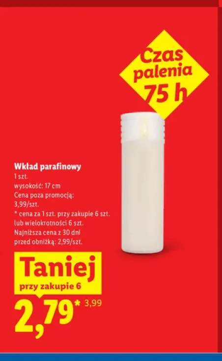 Wkład parafinowy czas palenia 75h