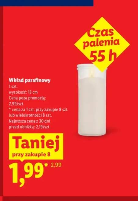 Wkład parafinowy czas palenia 55h