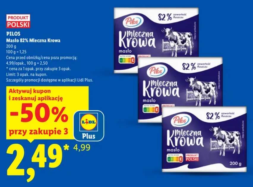Masło Mleczna Krowa Pilos 82%