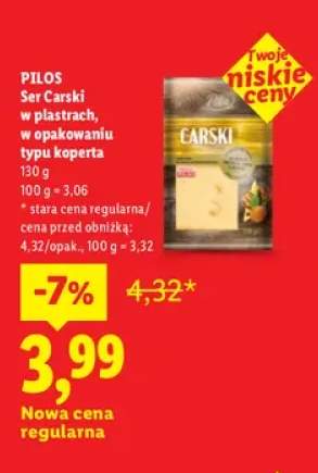 Ser carski w plastrach w opakowaniu typu koperta Pilos