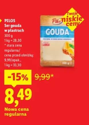 Ser gouda w plastrach Pilos