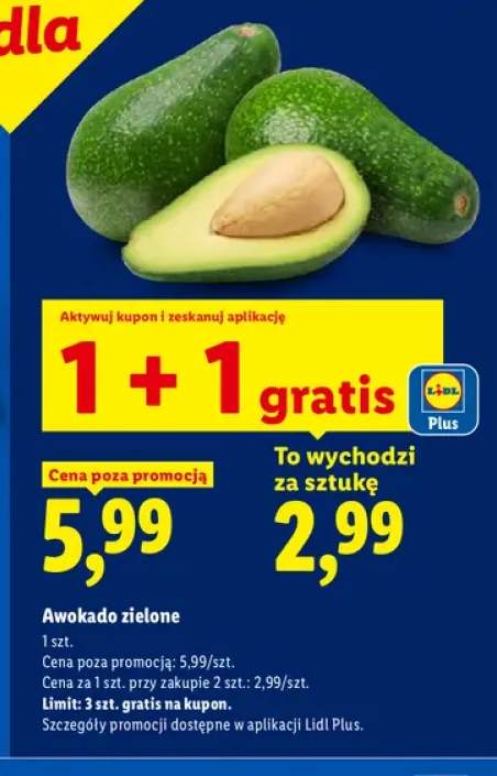Awokado zielone Ryneczek Lidla