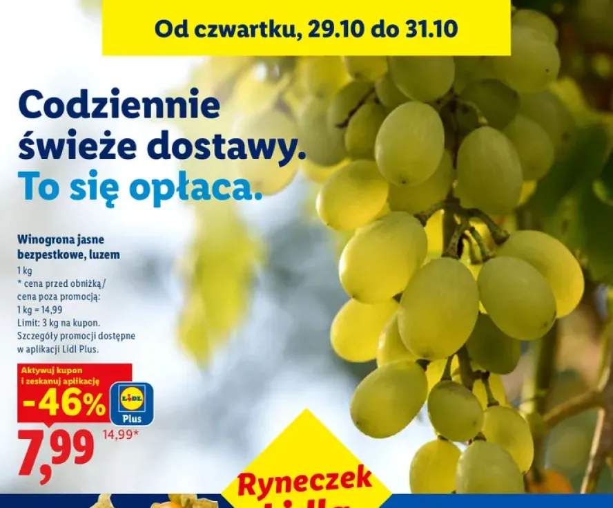 Winogrona jasne bezpestkowe