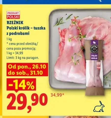 Polski królik tuszka z podrobami Rzeźnik