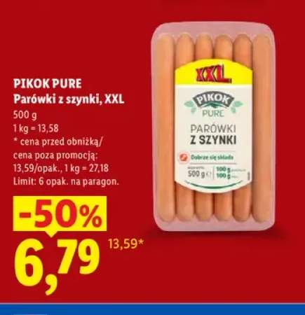 Parówki z szynki XXL Pikok Pure