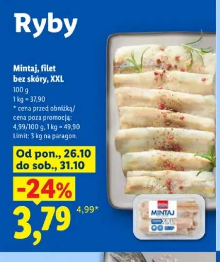 Mintaj filet bez skóry XXL