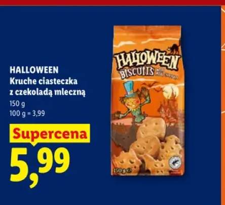 Kruche ciasteczka z czekoladą mleczną Halloween