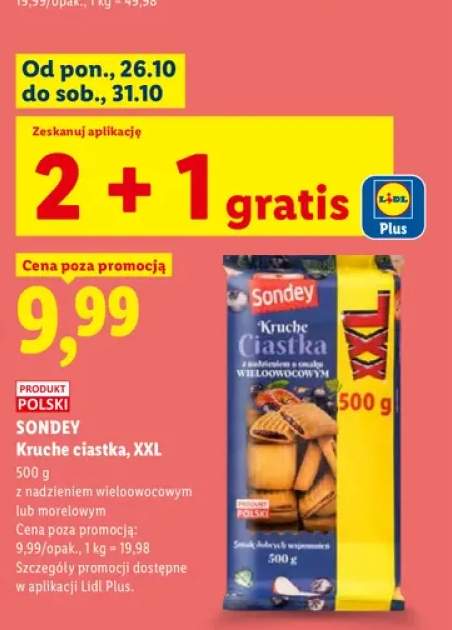 Kruche ciastka z nadzieniem wieloowocowym XXL Sondey +1 wariant
