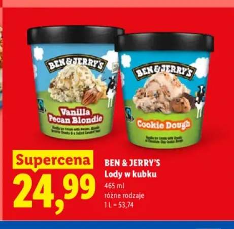 Lody w kubku Ben & Jerry's Vanilla Pecan Blondie +1 wariant