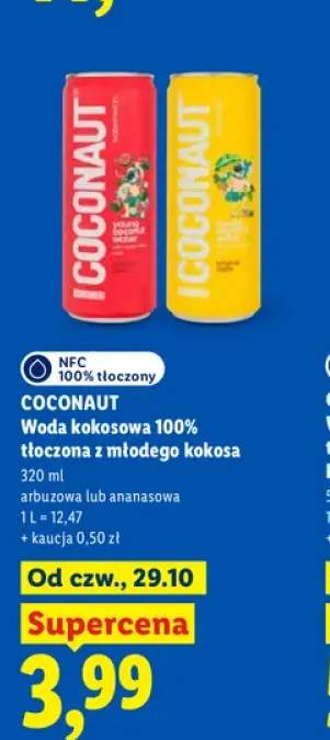 Woda kokosowa 100% tłoczona z młodego kokosa arbuzowa Coconaut +1 wariant