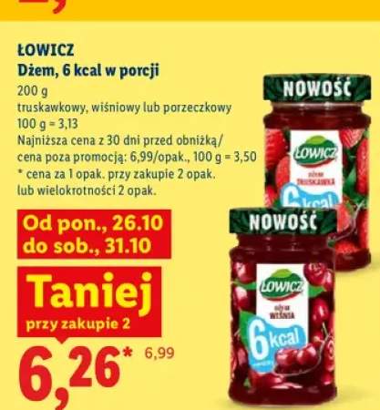 Dżem 6 kcal w porcji truskawkowy Łowicz +2 warianty