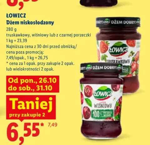 Dżem niskosłodzony truskawkowy Łowicz +2 warianty