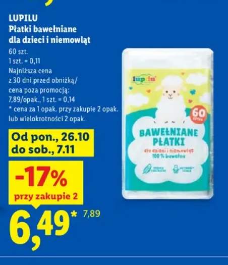 Płatki bawełniane dla dzieci i niemowląt Lupilu