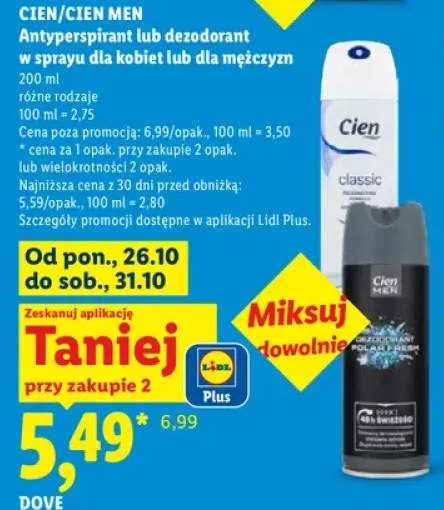 Dezodorant w sprayu dla kobiet Cien Classic +1 wariant