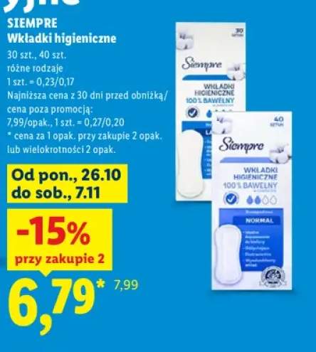 Wkładki higieniczne Siempre