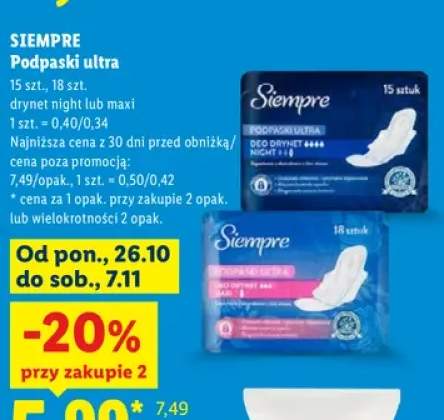 Podpaski ultra drynet night Siempre +1 wariant