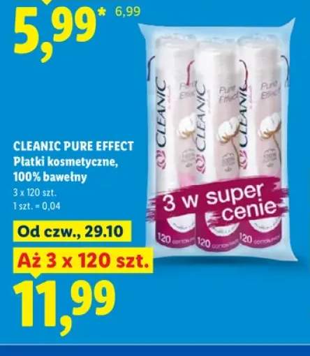 Płatki kosmetyczne Cleanic Pure Effect 100% bawełny 3-pak